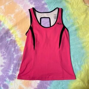 Fila Women's Vibrant Pink and Black Tank Top